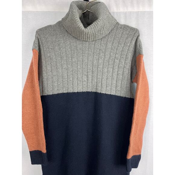 Madewell Sweater Dress Colorblock Turtleneck Wool Cozy Equestrian Fall Heritage - Picture 2 of 5
